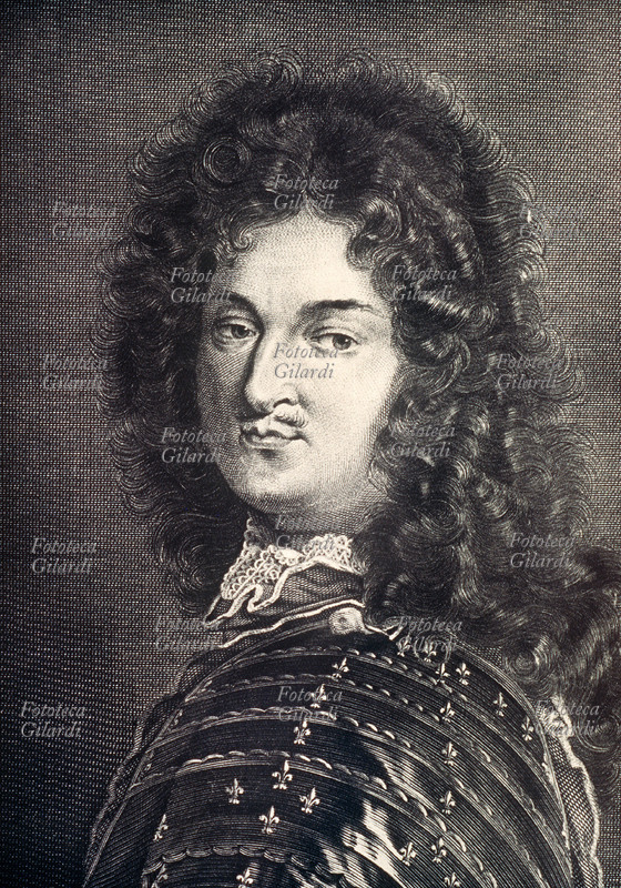 LUIGI XIV (1638-1715) portrait of the king Sun in a recording of Paul Caronni, 1817