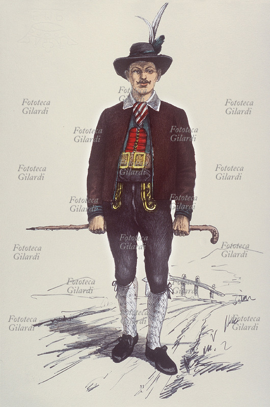 RENON (Bolzano) Sud Tirolo. Costume tradizionale maschile. Tavola n. 51 da \