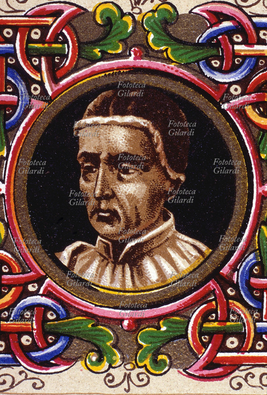 PAPA EUGENIO IV (January 11, 1383 - February 23, 1447), born Gabriele Condolmero, born in Venice, was elected in 1431. He died in the arms of St. Antoninus, Archbishop of Florence. Portrait, detail from a chromolithographic postcard of the \