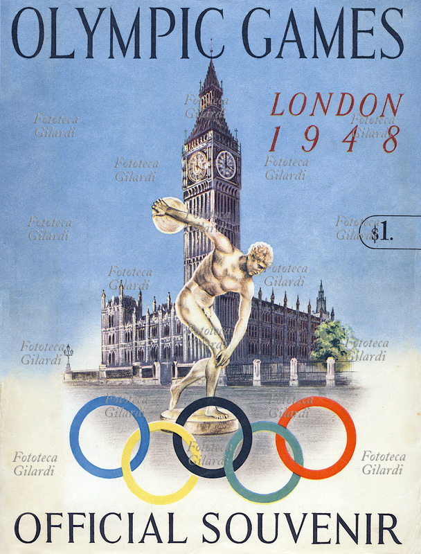 LONDRA Olimpiadi - Copertina illustrata del programma ufficiale dei giochi olimpici tenuti a Londra nel 1948