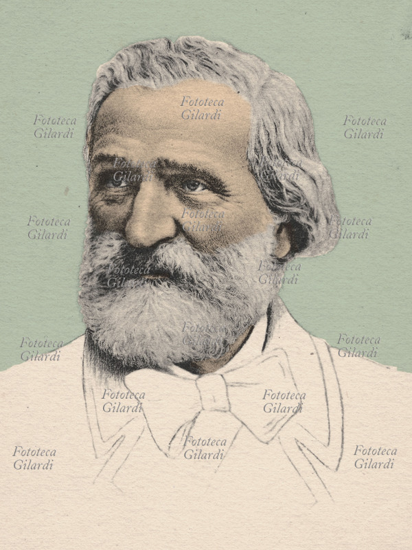 Giuseppe VERDI (10 ottobre 1813 – 27 gennaio 1901) Compositore e politico italiano di fama internazionale, ritratto frontale. Fotocollografia, edizioni Stengel & Co., Dresda 1915 circa.