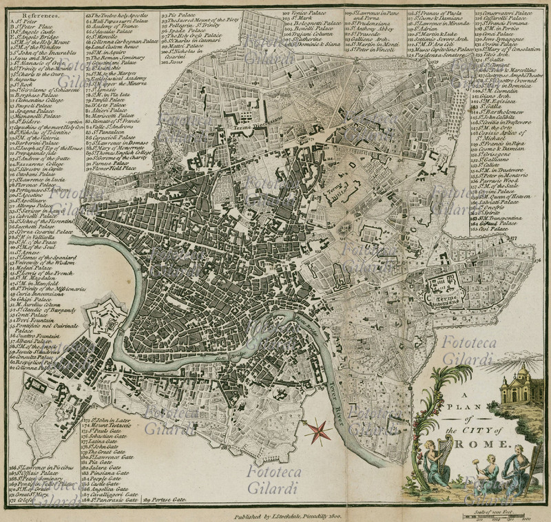 ROMA. Mappa della città di Roma stampata da L. Stockdale,1800 Londra