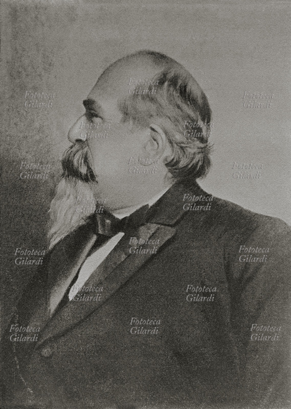 Luigi LUZZATTI (1º marzo 1841 – 29 marzo 1927), giurista, economista, banchiere e politico italiano, Ministro del Tesoro del governo Sonnino. Ritratto fotografico in profilo, Italia maggio 1906.