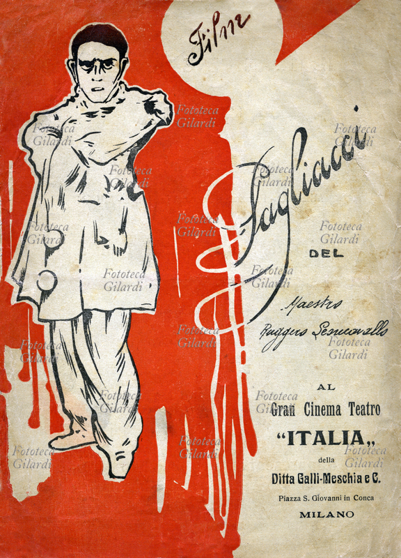 CINEMA Libretto of the film "Pagliacci (tragic love)", directed by Mario Costa with music by Ruggero Leoncavallo, production company Itala Film, scheduled at the Gran Cinema Teatro "Italia" of the Galli-Meschia e C. company, Milan 1948