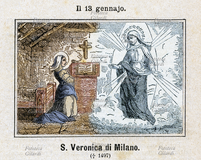 Veronica NEGRONI da Binasco (1445 - 1497), al secolo Giovanna Negri, religiosa italiana, conversa nel monastero agostiniano di Santa Marta in Milano. Nata a Binasco nella modesta Cascina Cicognola, fin da bambina dimostrò il desiderio di condurre vita monastica, ma quando si recò a Milano non venne accolta in convento, né dalle francescane di Sant\