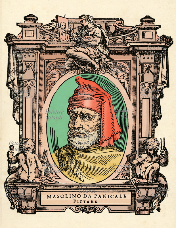 MASOLINO DA PANICALE (1383 - 1440 circa), soprannome di Tommaso di Cristoforo Fini, pittore italiano, collaboratore del Masaccio. Il ritratto è racchiuso in una cornice decorata con putti che reggono gli strumenti dell\