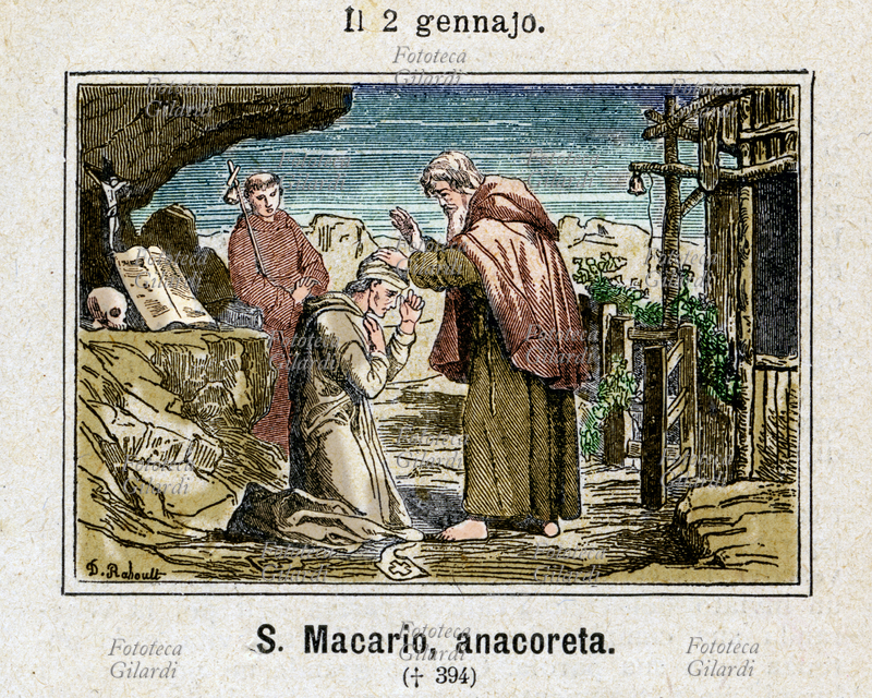 SAN MACARIO the Alexandrian (300-394), hermit, called the Younger to distinguish it from the homonymous saint called the Great, abbot, coeval and how he lived at Scetis. Both were first disciples of St. Anthony Abbot, with Isidoro, and both in 373-75 were exiled in a \