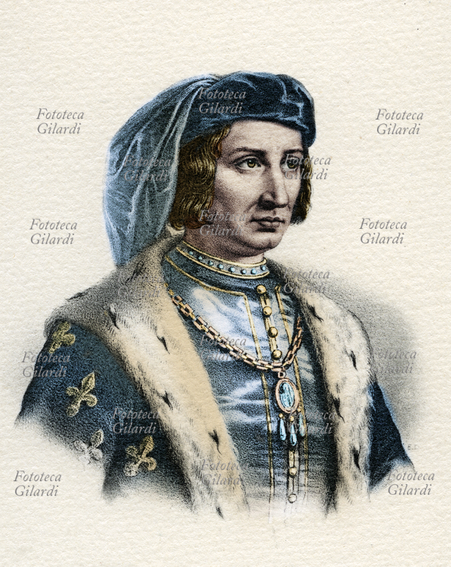 CHARLES VI (1368-1422) son of Charles V, succeeded him in 1380 under the tutelage of his uncle Philip II. In 1392 he declared war on the Duke of Brittany, and his mental health, which has been showing signs of imbalance, he says he had a meltdown as he crossed with his men the Mans forest. His uncles then seized power and bloodied the whole of France, which is divided into two factions: the Armagnacs and Bourguignons. In 1420, after the defeat by King Henry V at the Battle of Agincourt, he signed the Treaty of Troyes, with whom disconosceva the legitimacy of the Dauphin of France and gave way to marry his daughter Catherine of Valois to Henry V, eliminated the direct heir, he became heir to the throne of France with a stretch of the dynastic line. The Dolphin ousted, like most of his countrymen, including some Giovanna d\