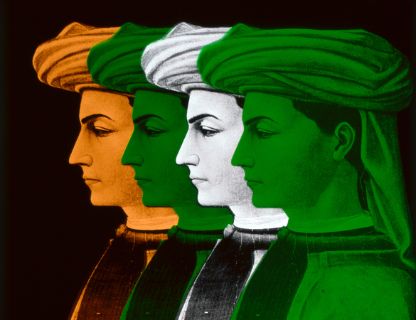COLOR G PORTRAIT OF A YOUNG MAN QUADRUPLE ON A BLACK BACKGROUND COLOR G PORTRAIT OF A YOUNG MAN QUADRUPLE ON A BLACK BACKGROUND