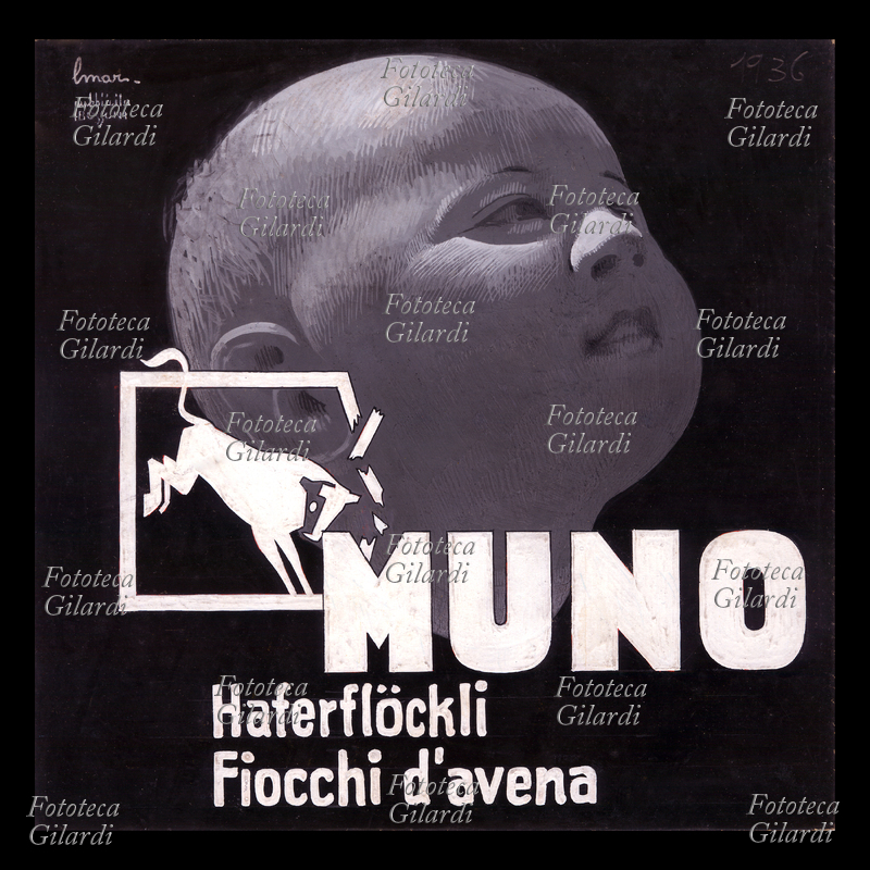 Libico MARAJA (1912-1983) pubblicità, bozzetto in tempera per cartello pubblicitario \