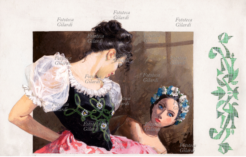 BALLETTO Intrappolata nel laboratorio del Dottor Coppélius, Swanilda si traveste e si sostituisce a Coppélia, la bambola meccanica che ha fatto invaghire il suo fidanzato Frantz, che la crede la figlia del giocattolaio; scena I dal II atto di "Coppélia o La ragazza dagli occhi di smalto", coreografia di Arthur Saint-Léon, musica di Léo Delibes, rappresentata per la prima volta nel 1870. Il libretto di Charles Nuitter e Arthur Saint-Léon è ispirato al racconto "L\