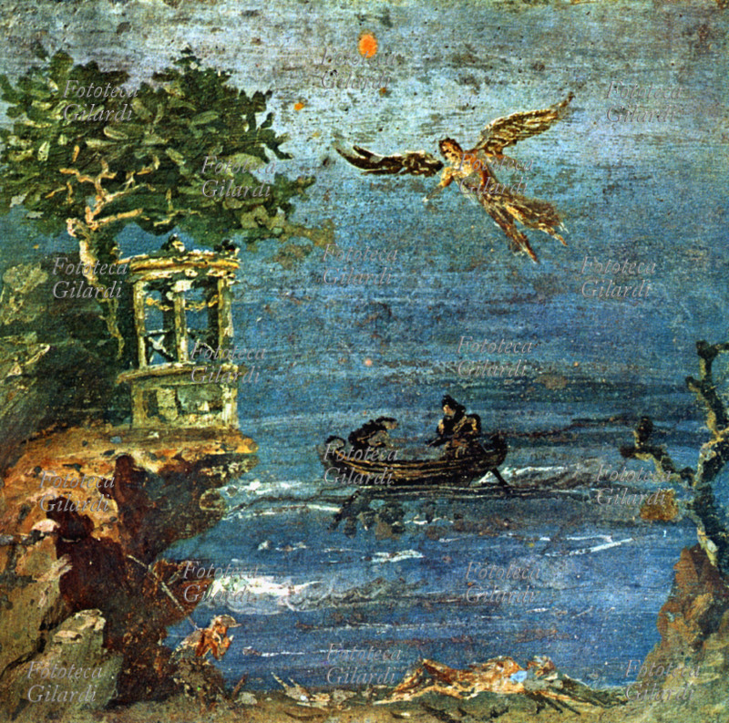 POMPEI Il volo di Icaro, raffigurato in un affresco pompeiano. Italia, I secolo.