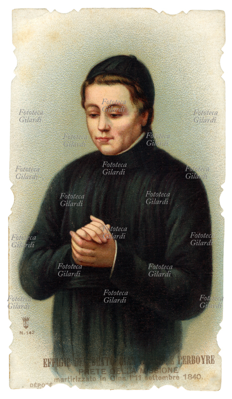 BLESSED JOHN GABRIEL Perboyre (Jean-Gabriel Perboyre 1802-1840), French priest and missionary of St. Vincent, martyr in China in 1840. He was beatified on November 10, 1889 by Pope Leo XIII canonized June 2, 1996 by Pope John Paul II; anniversary on September 11. Little image chromolithograph, Holy Eucharistic League 142, 1899.