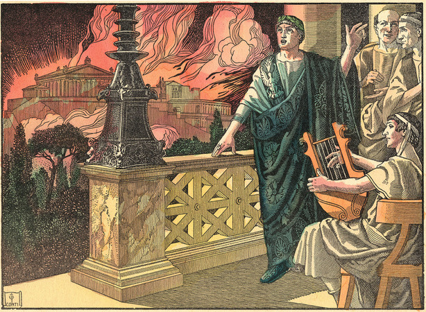 NERONE CANTA OSSERVANDO IL FUOCO DELL INCENDIO DI ROMA NERONE CANTA OSSERVANDO IL FUOCO DELL INCENDIO DI ROMA