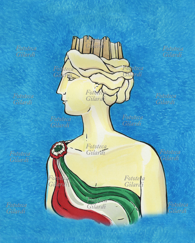 ITALIA Disegno allegorico raffigurante l\