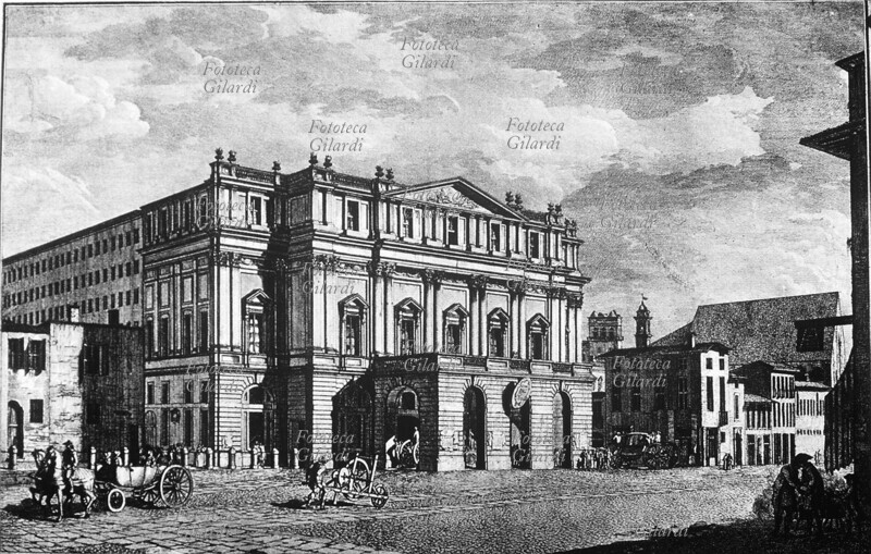 MILANO Veduta del Teatro alla Scala nella conformazione originale del Piermarini; costruito nel 1776 in seguito all\