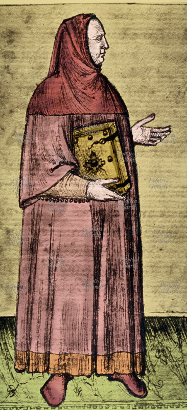 Giovanni Boccaccio (1313-1375) poet and Italian writer. Portrait to entire figure, design from manuscript of the 14th century.