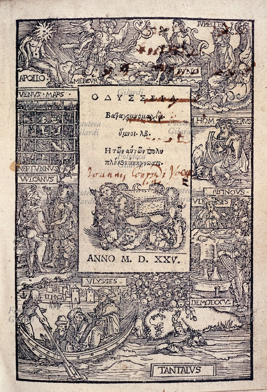 OMERO (VIII secolo a.C.) Odissea. Frontespizio illustrato con xilografie, 1525