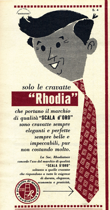 PUBBLICITA CRAVATTE RHODIATOCE 1955