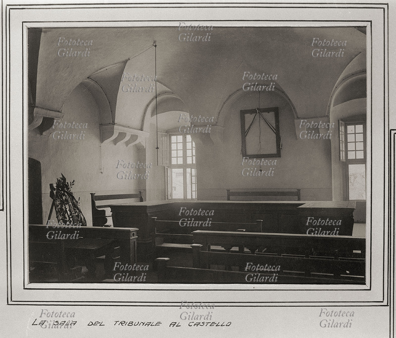 Cesare BATTISTI (1875-1916) La sala del tribunale al castello, dove è stato processato con l\