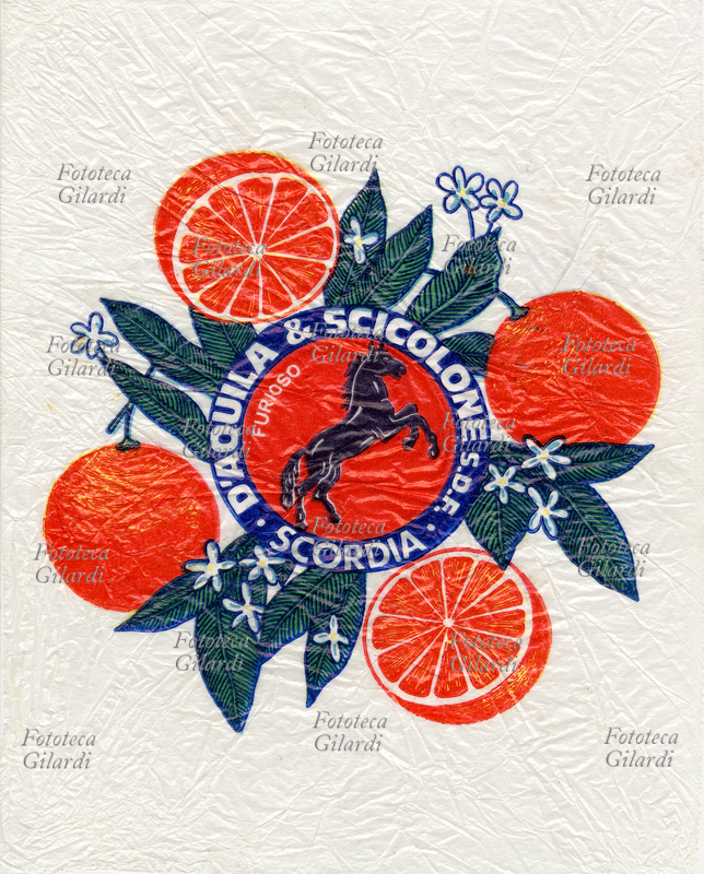 ETICHETTE Cavallo nero "Furioso". Velina per la protezione di arance prodotte da D\