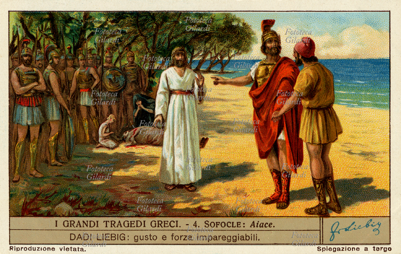 SOFOCLE (497-406 a.C.) Aiace. La scoperta del corpo di Aiace suicidatosi dopo che gli dei l\