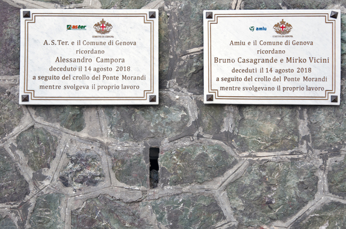 PER I LAVORATORI CADUTI SOTTO IL CROLLO DEL PONTE MORANDI