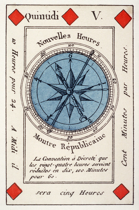 CARTA DA GIOCO ALLEGORICA L OROLOGIO REPUBBLICANO