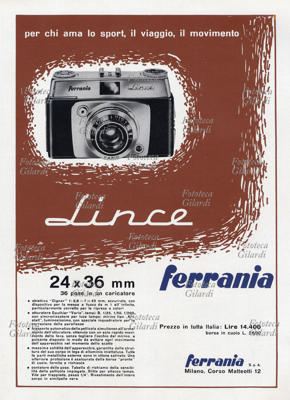 FERRANIA LINCE pubblicità tabellare da rivista di settore "EURA l\