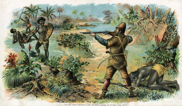 ROBINSON CRUSOE SI DIFENDE DAGLI INDIGENI ROBINSON CRUSOE SI DIFENDE DAGLI INDIGENI