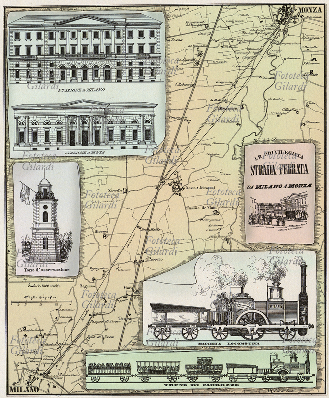 FERROVIA Tracciato e Stazione della Strada ferrata Milano Monza inaugurata il 17 agosto 1840