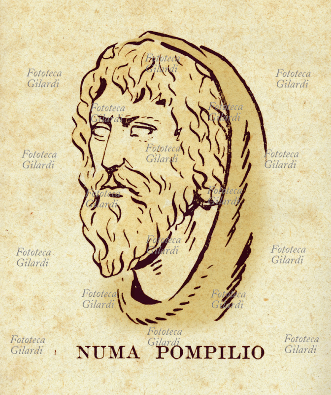 Numa Pompilius (754 a.C. - 674 a.C.) according to king of Rome - (Numa Pompilius) representing design the busto