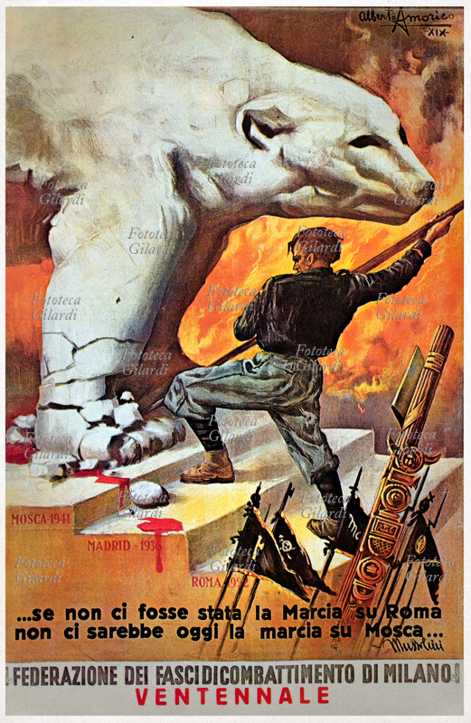 WORLD WAR II ITALY Poster for the twentieth anniversary of the PNF, produced by the Federation of Combat Groups of Milan: "...if there hadn\