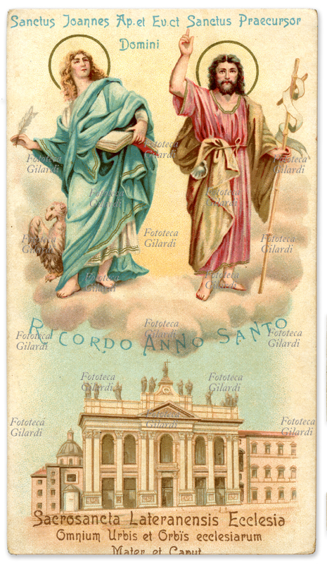 ANNO SANTO Santi Giovanni Battista ed Evangelista raffigurati in una immaginetta per ricordo dell\