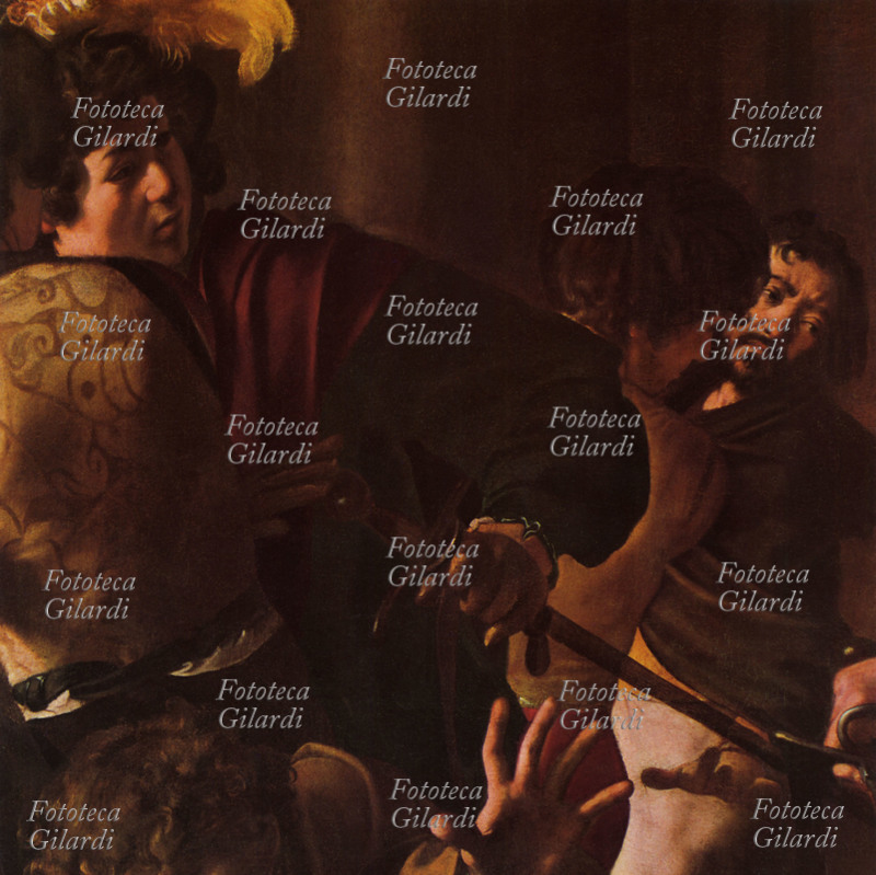 CARAVAGGIO (Michelangelo Merisi 1573-1610) dettaglio de Il martirio di San Matteo. La figura a destra, semicoperta dall\