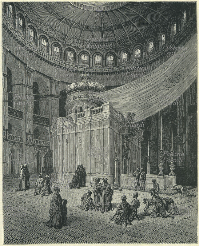 CROCIATE Il Santo Sepolcro. Incisione di Gustave Doré (1832-1883) per \