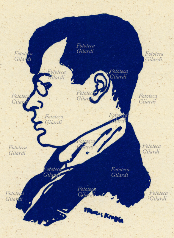 Tristan Tzara (Samuel Rosenstock, 1896-1963) poet and French essayist of Rumanian origin, main entertainer of the movement dada, artistic and literary vanguard. Portrait in a design of Francis Picabia, 1916 approximately.