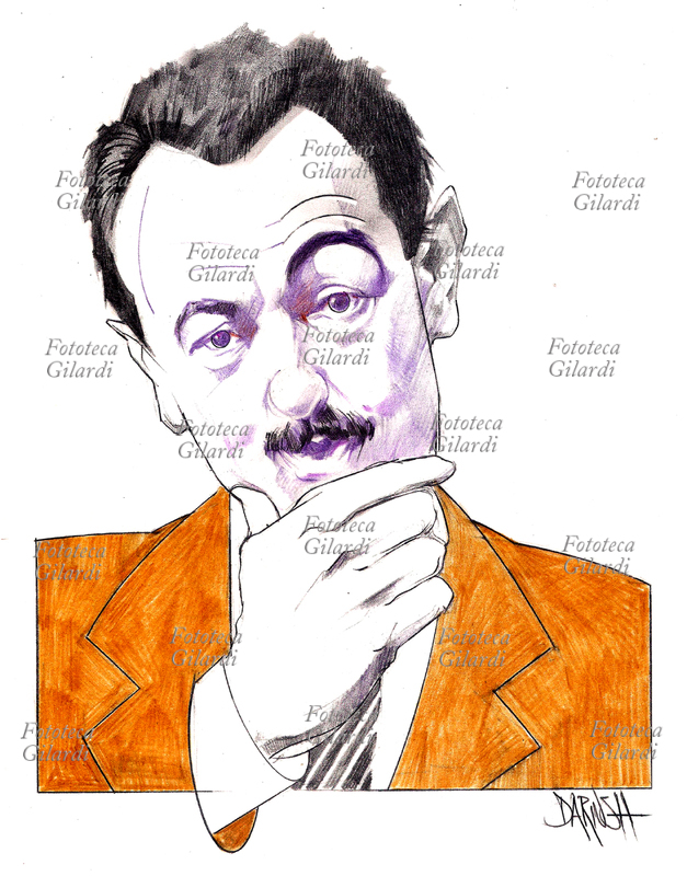 Luca De Filippo (1948 - 2015) attore e regista italiano di teatro, illustrazione di Dariush Radpour, disegno a matita colorato digitale, s.d. Questa immagine non può essere utilizzata con tariffa inferiore a € 80,00