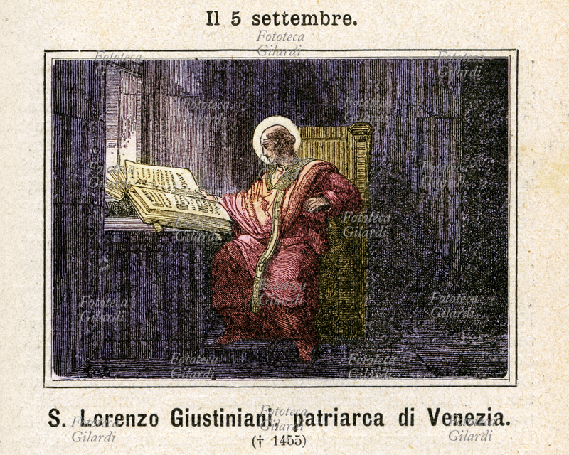 San LORENZO GIUSTINIANI (1 luglio 1381 - 8 gennaio 1456), primo patriarca di Venezia; di nobile famiglia, si fece promotore della rigenerazione della chiesa, attraverso l\