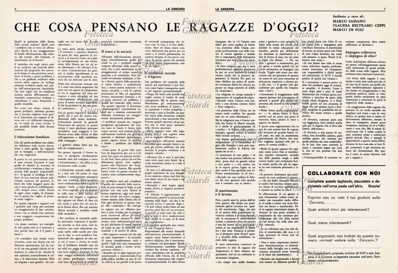 LA ZANZARA Mensile scolastico redatto da studenti del Liceo Parini di Milano: \