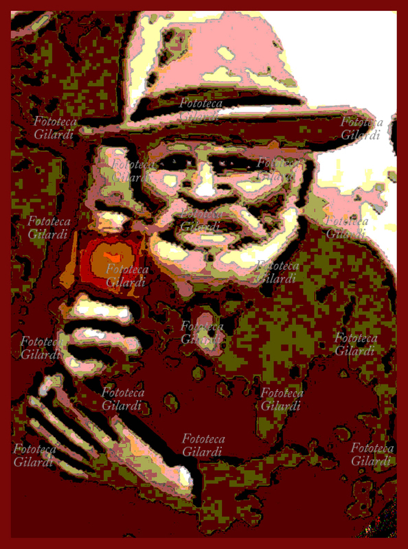 Ando GILARDI (1921 -2012) Anziano bevitore innalza il calice. Opera digitale, dalla serie \