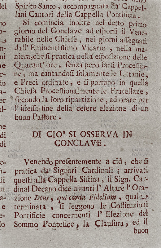 VATICANO Pagina da Manuale per il funzionamento del Conclave. \