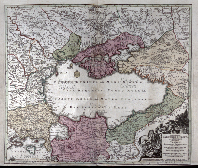 CARTOGRAFIA Tartaria europea e Crimea (Mar Nero). Carta geografica a cura del cartografo tedesco Matthäus Seutter (1678 – 1757), Parigi, XVIII secolo.
