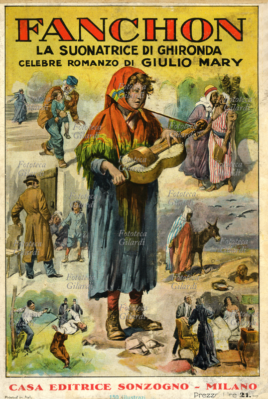 MUSICA Copertina del romanzo "Fanchon, la Suonatrice di Ghironda" (1896) di Giulio Mary (1851-1922), autore francese di romanzi d\