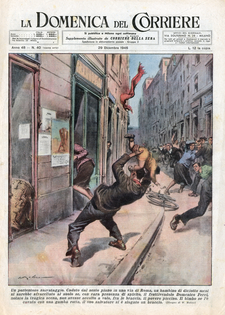 PORTENTOSO SALVATAGGIO DOMENICA DEL CORRIERE 1946 PORTENTOSO SALVATAGGIO DOMENICA DEL CORRIERE 1946