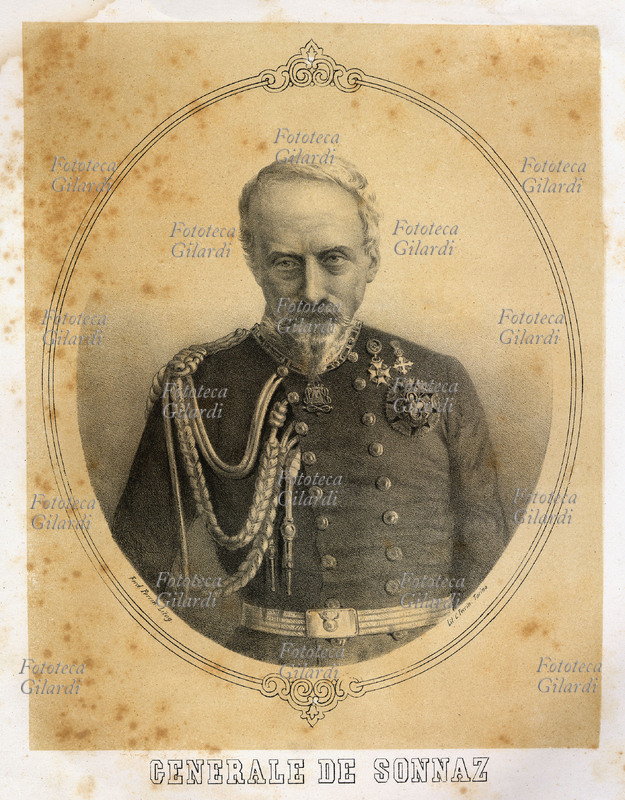 Generale DE SONNAZ Litografia Ferdinando Perrin, C. Perrin editore, Torino 1860
