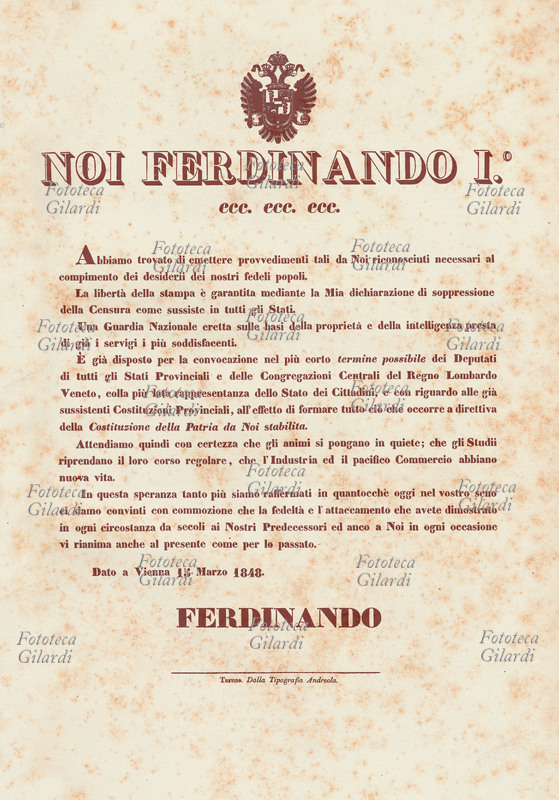 RISORGIMENTO Comunicato con il quale l\