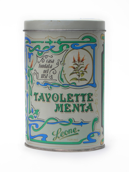 SCATOLA DI LATTA LITOGRAFATA TAVOLETTE ALLA MENTA