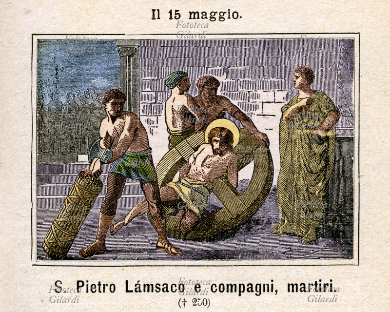 San PIETRO (? - 250 or 251) undergoes the torture of the wheel, with Sant\