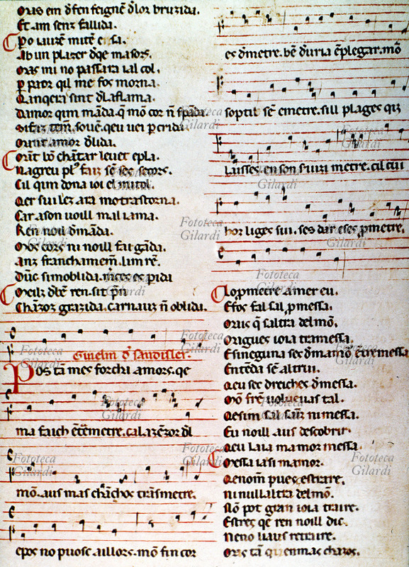 TROVATORI Canzoniere Provenzale Ambrosiano, raccolta di canti e musiche dei trovatori in Europa, XIII secolo